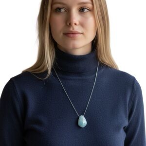 Stella and Dot Gold Necklace with Blue Pendant